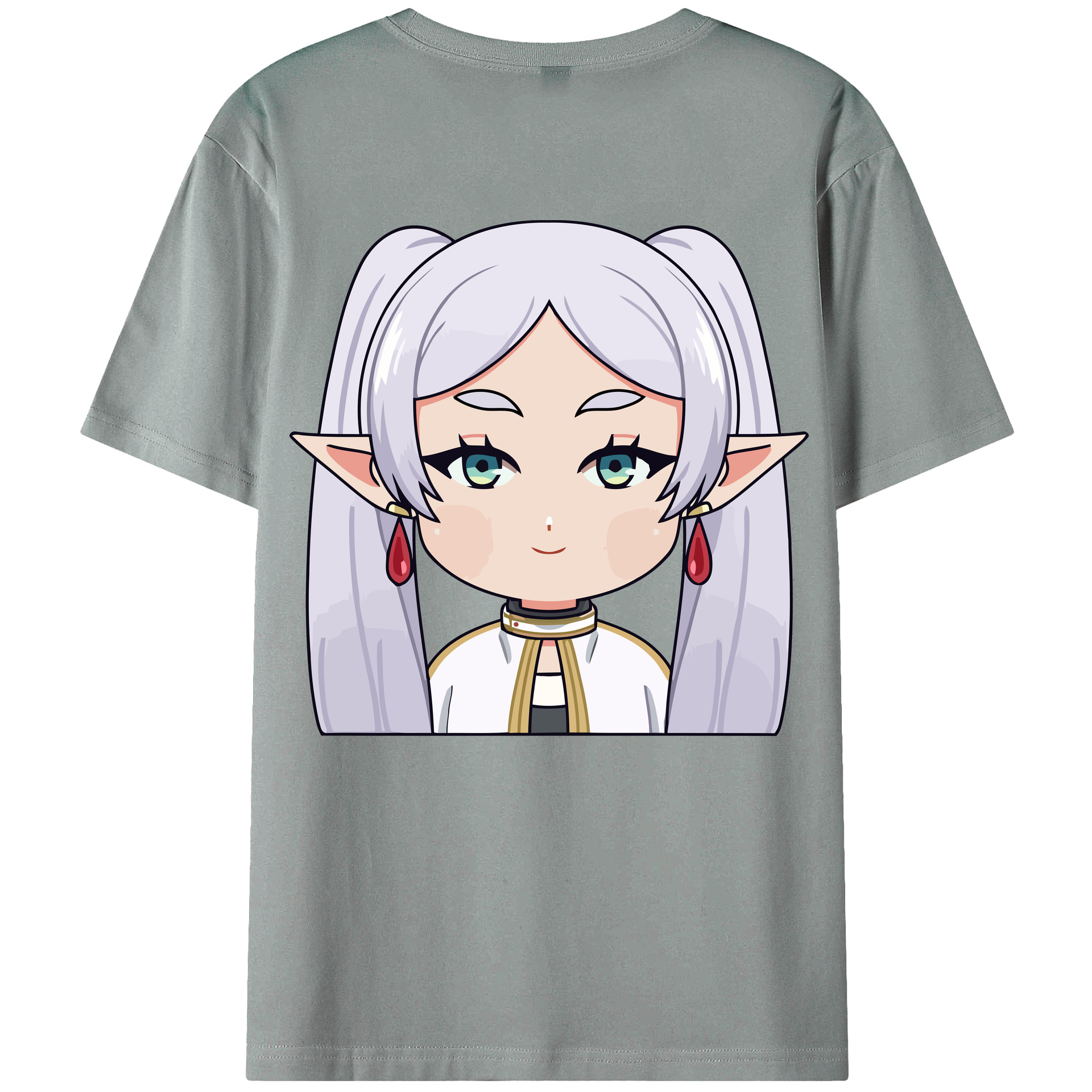 （画像用） 葬送のフリーレン Frieren 綿100％ メンズ半袖Tシャツ（バックプリント） 通気性